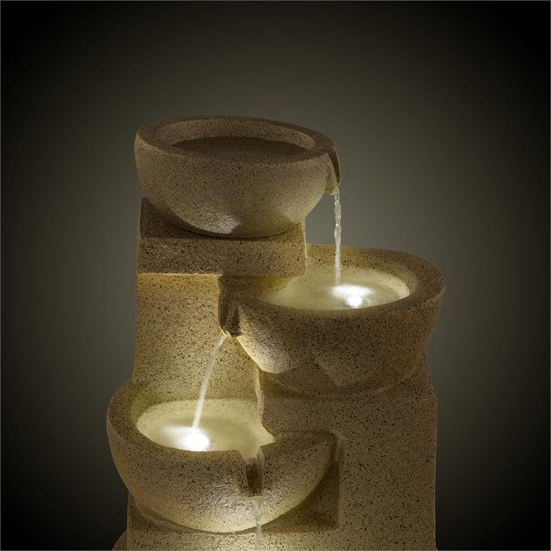 Blumfeldt Solarbetriebener Bodenbrunnen Korinth aus Acryl mit Licht